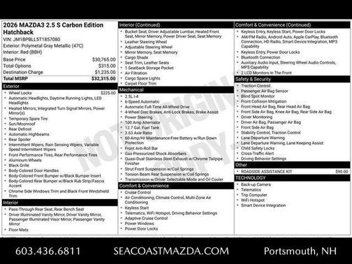 2026 Mazda Mazda3 Carbon Edition