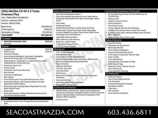 Cypress 2026 Mazda CX-50 2.5 TURBO PREMIUM PLUS