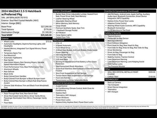 2024 Mazda Mazda3 FWD w/Preferred Package