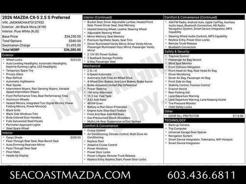 Jet Black Mica 2026 Mazda CX-5 Preferred