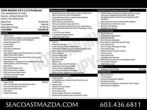 Jet Black Mica 2026 Mazda CX-5 Preferred