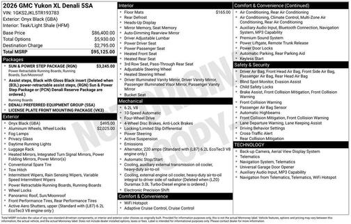 Onyx Black 2026 GMC Yukon XL Denali