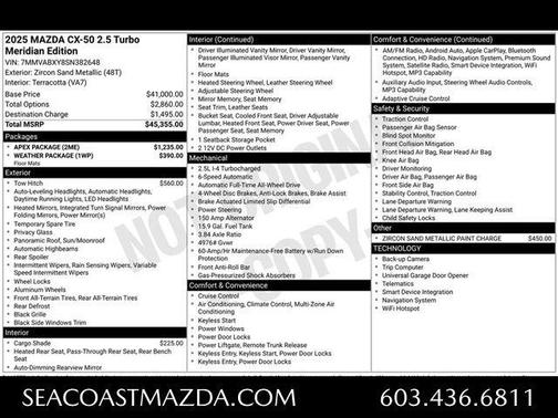 Zircon Sand Metallic 2025 Mazda CX-50 2.5 Turbo Meridian Edition
