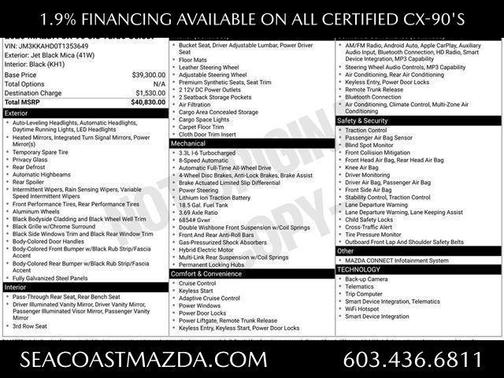 Jet Black Mica 2026 Mazda CX-90 3.3 Turbo Select