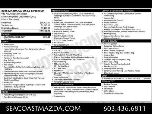 Polymetal Gray Metallic 2026 Mazda CX-50 2.5 S PREMIUM