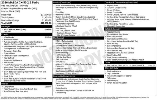 Polymetal Gray Metallic 2026 Mazda CX-50 2.5 Turbo