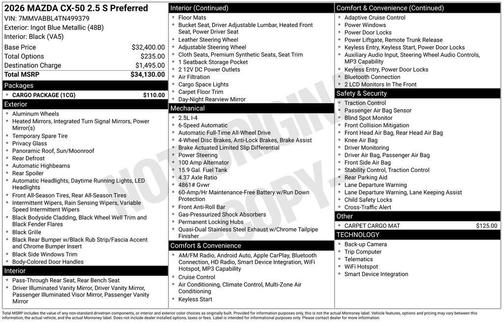 Ingot Blue Metallic 2026 Mazda CX-50 2.5 S PREFERRED