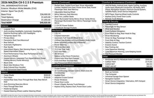 Rhodium White Metallic 2026 Mazda CX-5 Preferred