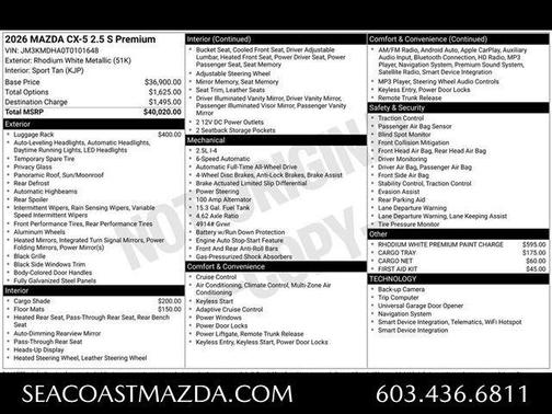 Rhodium White Metallic 2026 Mazda CX-5 Preferred