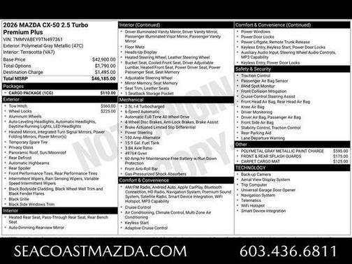 Polymetal Gray Metallic 2026 Mazda CX-50 2.5 TURBO PREMIUM PLUS