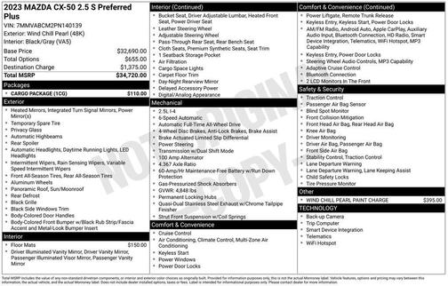 Wind Chill Pearl 2023 Mazda CX-50 2.5 S Preferred Plus Package
