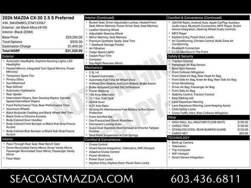 Jet Black Mica 2026 Mazda CX-30 Preferred