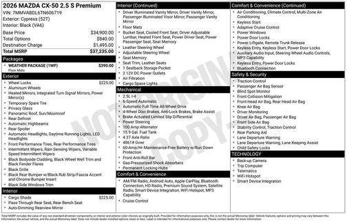 Cypress 2026 Mazda CX-50 2.5 S PREMIUM