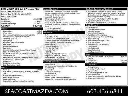 Soul Red Crystal Metallic 2026 Mazda CX-5 Premium Plus