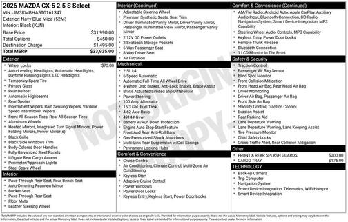 Navy Blue Mica 2026 Mazda CX-5 Select