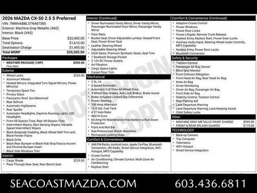 Machine Gray Metallic 2026 Mazda CX-50 2.5 S PREFERRED