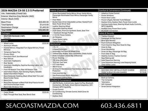 Machine Gray Metallic 2026 Mazda CX-50 2.5 S PREFERRED