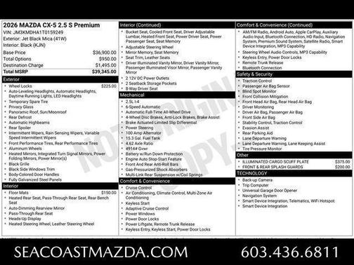 Jet Black Mica 2026 Mazda CX-5 Preferred