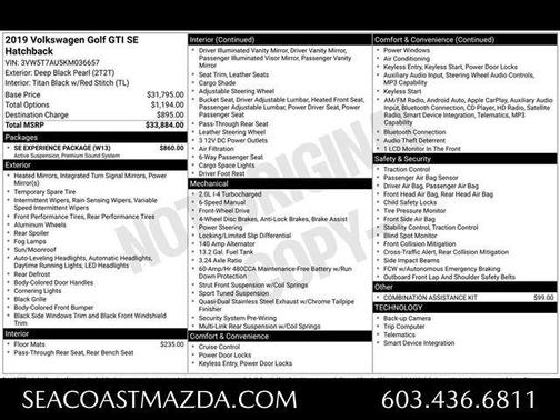 2019 Volkswagen Golf GTI 2.0T SE