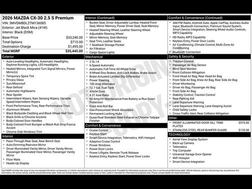 Jet Black Mica 2026 Mazda CX-30 Premium Package