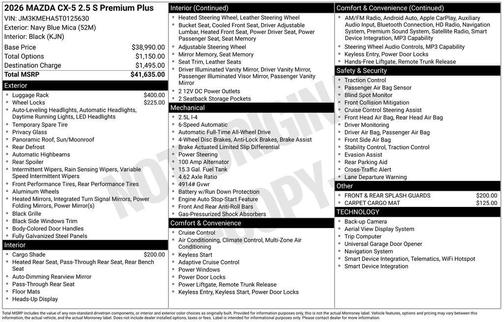 Navy Blue Mica 2026 Mazda CX-5 Premium Plus
