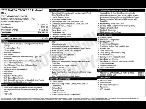 Polymetal Gray Metallic 2023 Mazda CX-50 2.5 S Preferred Plus Package