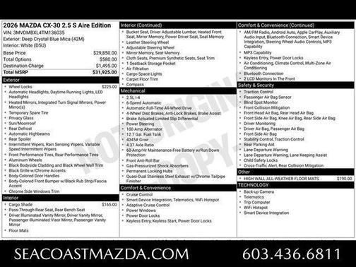 Deep Crystal Blue Mica 2026 Mazda CX-30 2.5 S Aire Edition