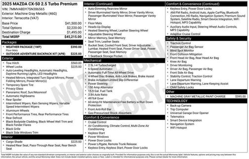 Machine Gray Metallic 2025 Mazda CX-50 2.5 Turbo Premium Package