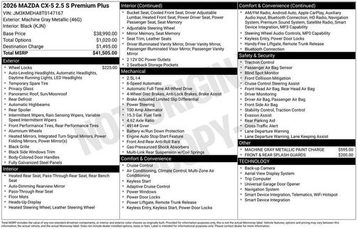 Machine Gray Metallic 2026 Mazda CX-5 Premium Plus
