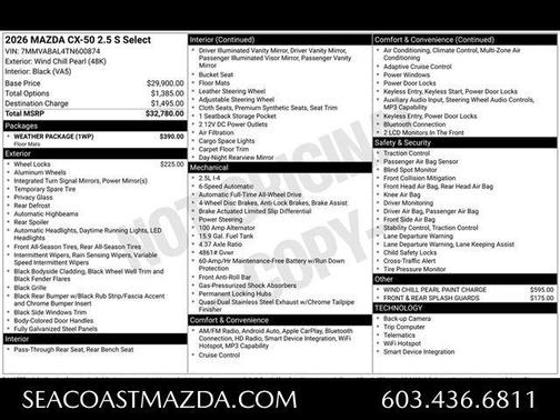 Wind Chill Pearl 2026 Mazda CX-50 2.5 S SELECT