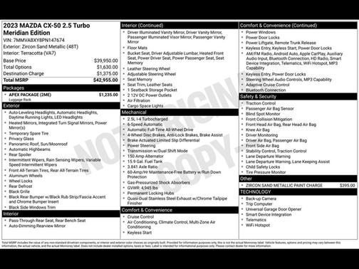 2023 Mazda CX-50 2.5 Turbo Meridian Edition