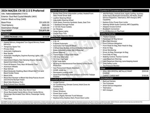 Soul Red Crystal Metallic 2024 Mazda CX-50 2.5 S Preferred Package