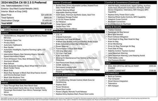 Soul Red Crystal Metallic 2024 Mazda CX-50 2.5 S Preferred Package