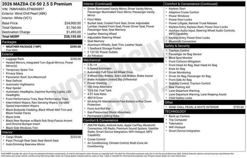 Wind Chill Pearl 2026 Mazda CX-50 2.5 S PREMIUM