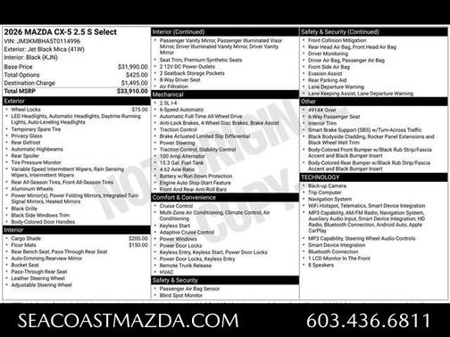 Jet Black Mica 2026 Mazda CX-5 Select