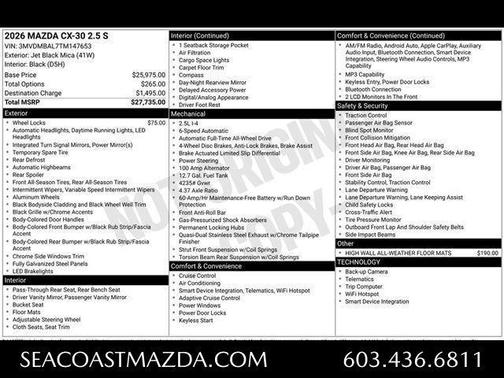 Jet Black Mica 2026 Mazda CX-30 2.5 S