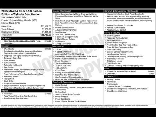 2025 Mazda CX-5 2.5 S Carbon Edition