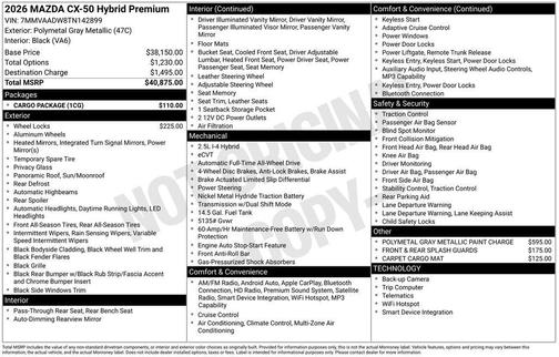 Polymetal Gray Metallic 2026 Mazda CX-50 Premium