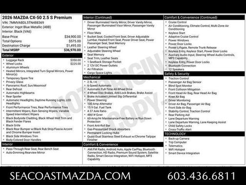 Ingot Blue Metallic 2026 Mazda CX-50 2.5 S PREMIUM