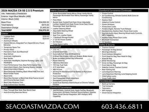 Ingot Blue Metallic 2026 Mazda CX-50 2.5 S PREMIUM