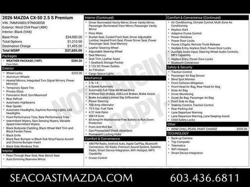 Wind Chill Pearl 2026 Mazda CX-50 2.5 S PREMIUM