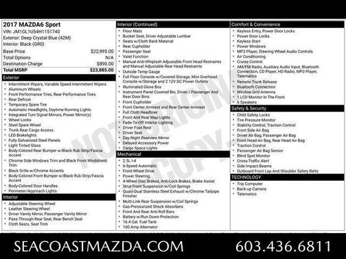 Deep Crystal Blue Mica 2017 Mazda Mazda6 Sport