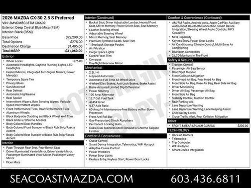 Deep Crystal Blue Mica 2026 Mazda CX-30 Preferred