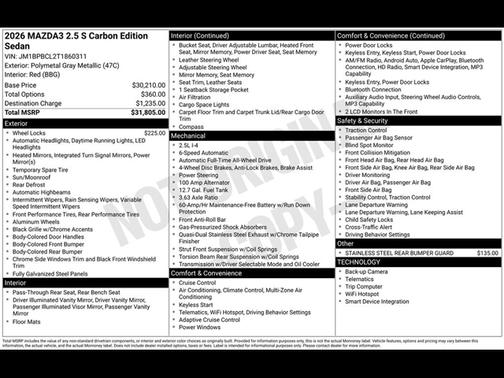 2026 Mazda Mazda3 2.5 S Carbon Edition