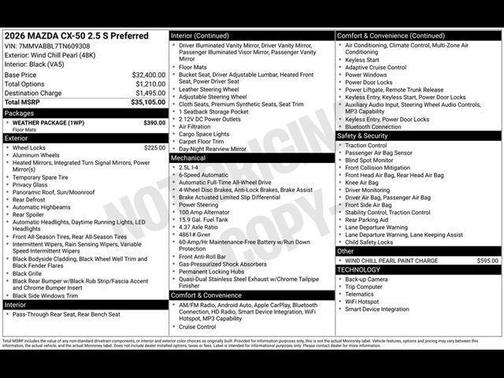 Wind Chill Pearl 2026 Mazda CX-50 Preferred