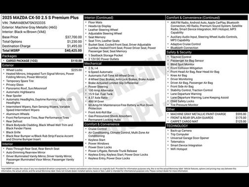 Machine Gray Metallic 2025 Mazda CX-50 2.5 S Premium Plus Package