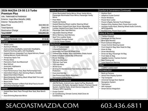 Ingot Blue Metallic 2026 Mazda CX-50 2.5 TURBO PREMIUM PLUS