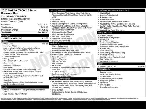 Ingot Blue Metallic 2026 Mazda CX-50 2.5 TURBO PREMIUM PLUS