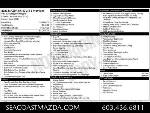 Jet Black Mica 2022 Mazda CX-30 Premium Package