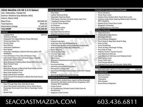 Machine Gray Metallic 2026 Mazda CX-50 2.5 S SELECT